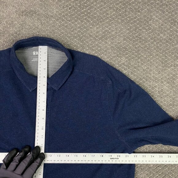 Rhone Button Down Shirt Men's Large Blue Commuter Wool Organic Cotton Flannel - Picture 8 of 10